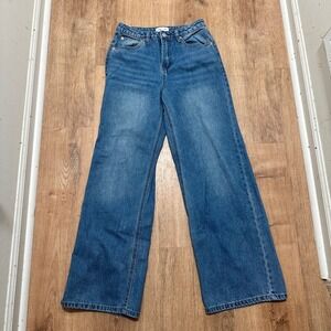 Khaki + Blue | Women's High Rise Medium Wash Wide Leg  Denim Blue Jeans, 3/26‎